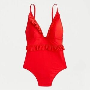 🇺🇸NWT🇺🇸 J Crew Ruffle plunge one piece Size 12